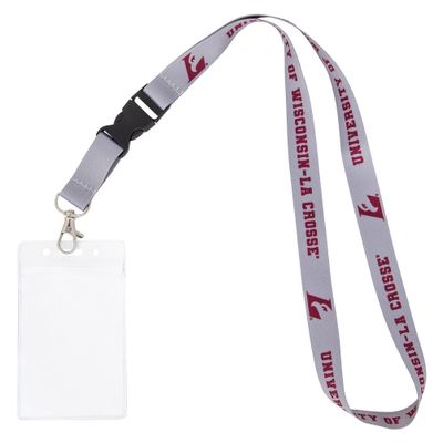 Desert Cactus University of Wisconsin La Crosse UWLAX Eagles Car Keys College ID Badge Holder Lanyard Keychain Detachable Breakaway Snap Buckle (w/Pouch Gray)