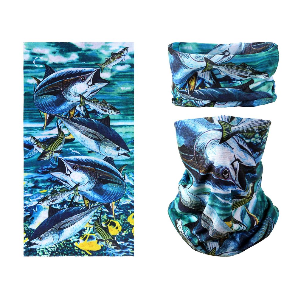 SMEHCF Novelty Seamless Bandana Balaclava Face Cover Mask Shield Neck Gaiter Reusable Breathable Dustproof Windproof Unisex Ocean Marine Life Tuna