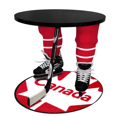 Team Tables Canada Hockey Table (Black Table Top) with Canada Puck Mat
