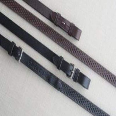 KL Select Black Oak Pebble Grip Reins - Black Hook Stud w/Stops