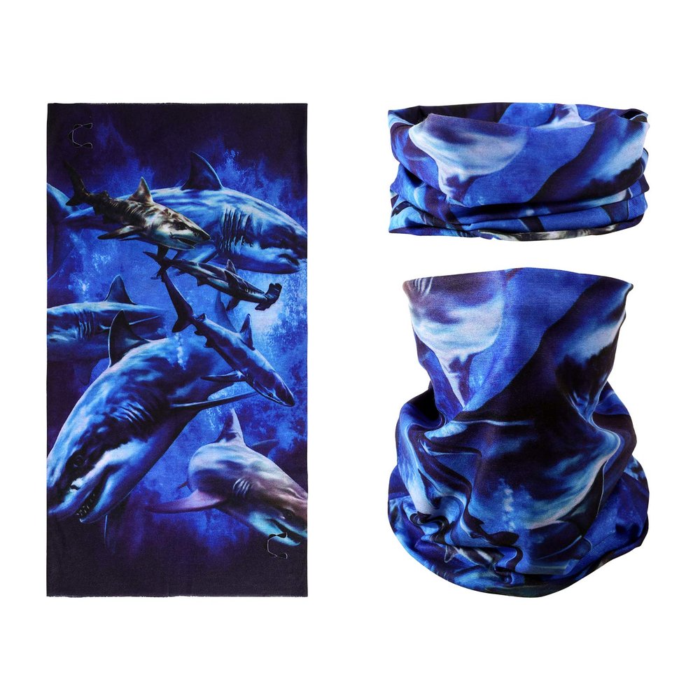 SMEHCF Novelty Seamless Bandana Balaclava Face Cover Mask Shield Neck Gaiter Reusable Breathable Dustproof Windproof Unisex Ocean Marine Life Shark