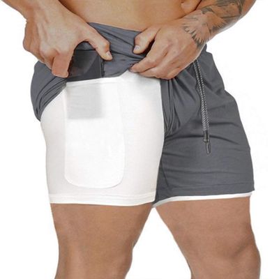 EAGO Mens 2 in 1 New Summer Sport Shorts Dark Gray