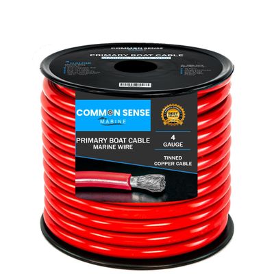 4 Gauge Primary Boat Cable - 30 ft Marine Grade Wire Tinned Oxygen-Free Copper - 4 AWG UL 1426 Standard PVC Wire for Boat, Automotive, Speakers, Camper & Trailers