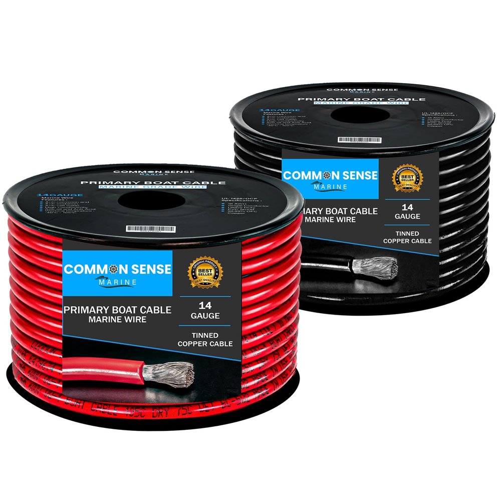 14 Gauge Primary Boat Cable - 30 ft Marine Grade Wire Tinned Oxygen-Free Copper - 14 AWG UL 1426 Standard PVC Wire for Boat, Automotive, Speakers, Camper & Trailers