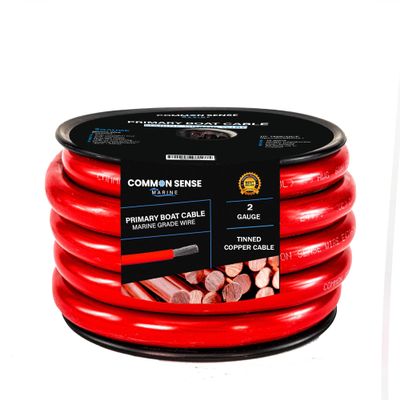 2 Gauge Primary Boat Cable - 30 ft Marine Grade Wire Tinned Oxygen-Free Copper - 2 AWG UL 1426 Standard PVC Wire for Boat, Automotive, Speakers, Camper & Trailers
