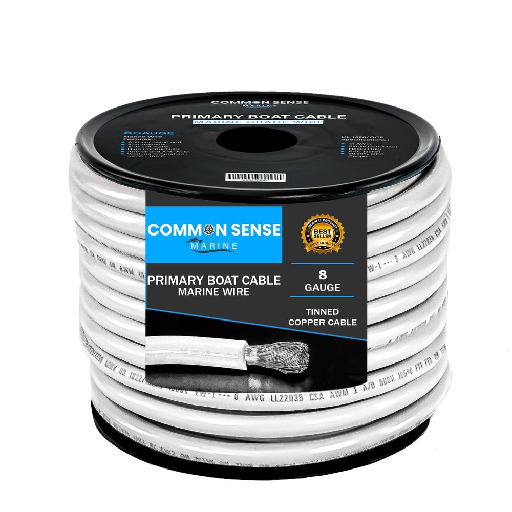 8 Gauge Primary Boat Cable - 30 ft Marine Grade Wire Tinned Oxygen-Free Copper - 8 AWG UL 1426 Standard PVC Wire for Boat, Automotive, Speakers, Camper & Trailers