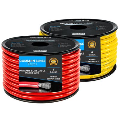 6 Gauge Primary Boat Cable - 18 ft Marine Grade Wire Tinned Oxygen-Free Copper - 6 AWG UL 1426 Standard PVC Wire for Boat, Automotive, Speakers, Camper & Trailers