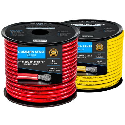 10 Gauge Primary Boat Cable - 18 ft Marine Grade Wire Tinned Oxygen-Free Copper - 10 AWG UL 1426 Standard PVC Wire for Boat, Automotive, Speakers, Camper & Trailers