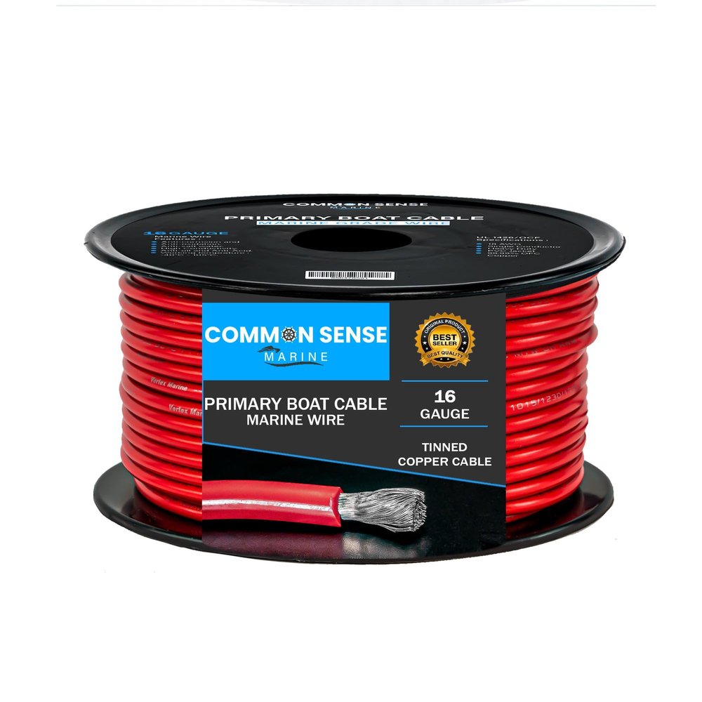 16 Gauge Primary Boat Cable - 18 ft Marine Grade Wire Tinned Oxygen-Free Copper - 16 AWG UL 1426 Standard PVC Wire for Boat, Automotive, Speakers, Camper & Trailers