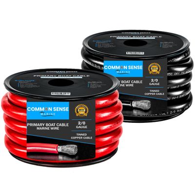2/0 Gauge Primary Boat Cable - 30 ft Marine Grade Wire Tinned Oxygen-Free Copper - 2/0 AWG UL 1426 Standard PVC Wire for Boat, Automotive, Speakers, Camper & Trailers
