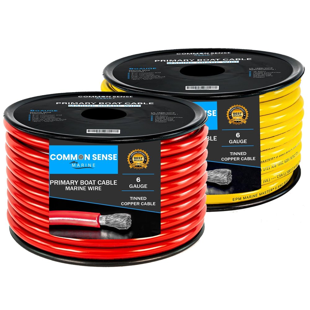 6 Gauge Primary Boat Cable - 30 ft Marine Grade Wire Tinned Oxygen-Free Copper - 6 AWG UL 1426 Standard PVC Wire for Boat, Automotive, Speakers, Camper & Trailers