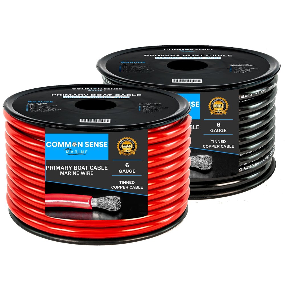 6 Gauge Primary Boat Cable - 30 ft Marine Grade Wire Tinned Oxygen-Free Copper - 6 AWG UL 1426 Standard PVC Wire for Boat, Automotive, Speakers, Camper & Trailers