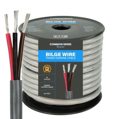 14 Gauge 3 Conductor Triplex Marine Grade Wire - 30 ft Tinned Copper Oxygen-Free Insulated - PVC, Boat, Automotive, Speakers, Camper & Trailers
