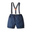 Baby Boys Gentleman Outfits Suits, Infant Short Sleeve T-Shirt+Pants+Tie Clothes Set for Wedding and Party (9-12 Months) White view 4