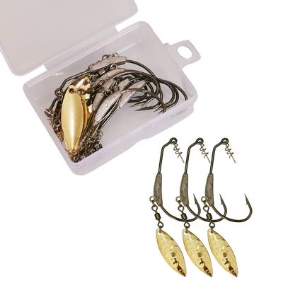 10pcs/Pack Weighted Hook with Twist Lock Spin Superline Spring Hook Swim Bait Fishing Hook with Twistlock Pin 3.5g 6.5g (10pcs-3.5g-Gold)