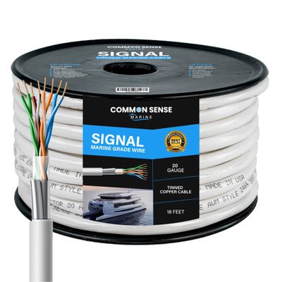 20 Gauge 8 Conductor Signal Wire - 18 ft Round Marine Grade Wire Tinned Copper Oxygen-Free Insulated - 20/8 AWG UL 1426 Standard PVC Shielded Cable for Boat, Automotive, Speakers, Camper & Trailers