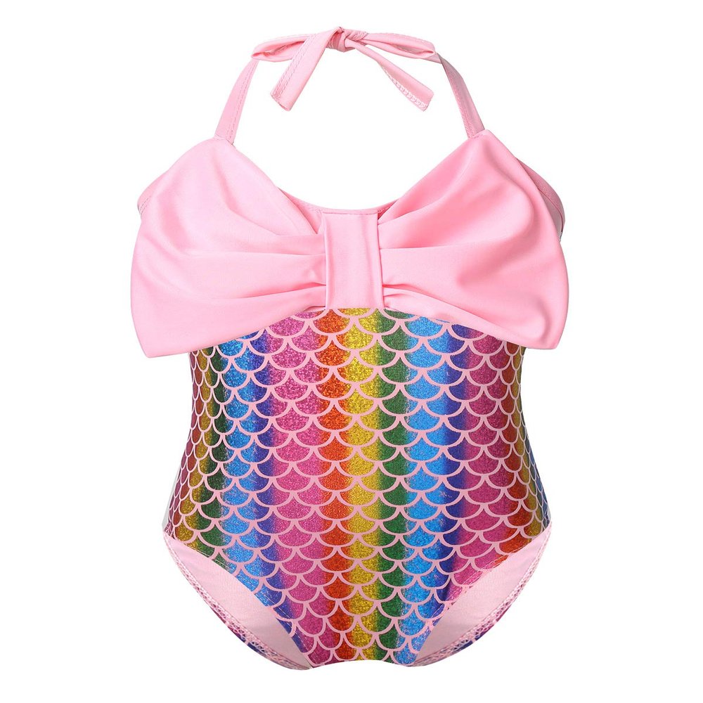 Oyolan Baby Girls One Piece Halter Mermaid Scales Printed Swimwear Swimsuit Colorful 18-24 Months