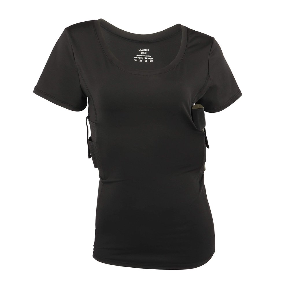 Lilcreek Women Concealed Carry T-Shirt, Concealment Scoop Neck Shirt, Gun Concealment Compression CCW Tactical Clothes
