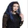 FANFAN Triangle Veil Triangle Chapel Veil Lace Bridal Veil Funeral Veils for Women Lace Head Covering Y021 (Navy) view 1
