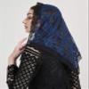 FANFAN Triangle Veil Triangle Chapel Veil Lace Bridal Veil Funeral Veils for Women Lace Head Covering Y021 (Navy) view 3