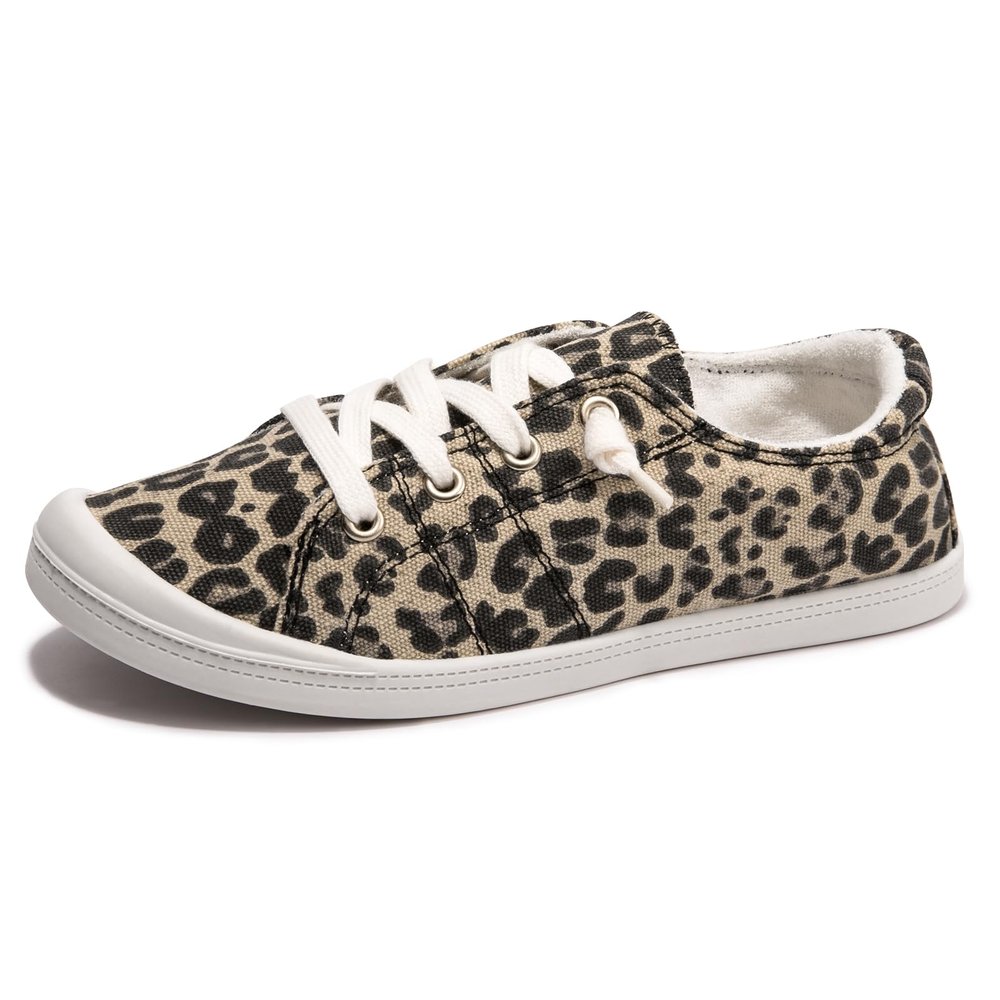 Women's Slip On Canvas Sneaker Low Top Casual Walking Shoes Classic Comfort Flat Fashion Sneakers (Leopard 07)