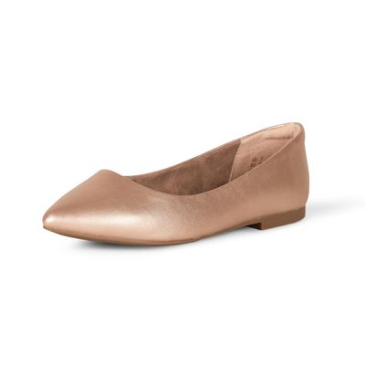 Amazon Essentials Women's Pointed-Toe Ballet Flat, Rose Gold, 15