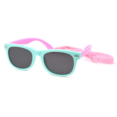 JUSLINK Flexible Baby Sunglasses for Toddler and Infant with Strap Age 0-5 (Green-pink)