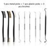 Accmor Gun Cleaning Brush & Pick Tool Kit Including 3 Pcs Double-Ended Brass Steel Nylon Scratch Brushes Bristle, 5 Stainless Steel Pick & 1 Plastic Picks view 2
