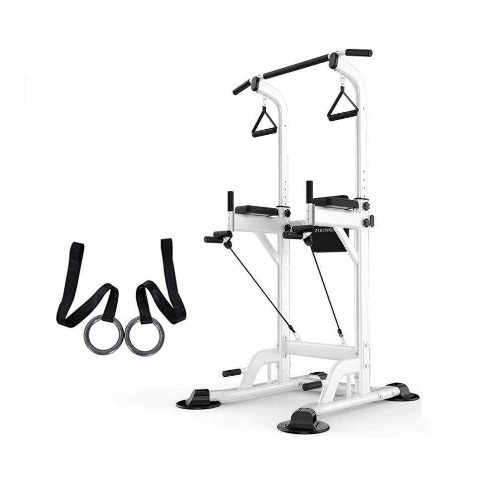 Pull Up Bars HUAHUA Indoor Sports Power Tower, Chin-up Bar, Multi-Function Home Gym Muscle Strength Training Dip Stand5 Gear Height Adjustment (Color : White)