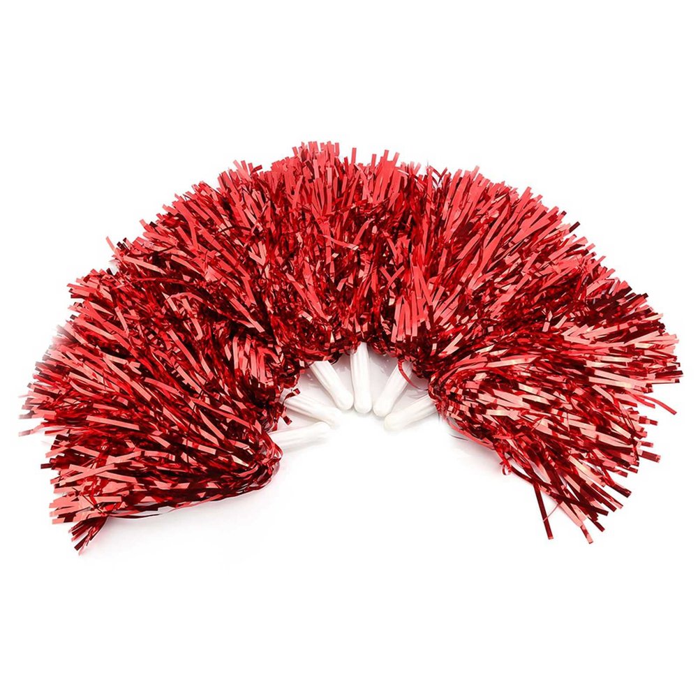 6Pcs Cheerleading Pom Poms Party Dance Accessory Sports Pompoms Cheer Chear Poms(Red)