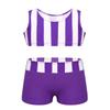Agoky Girls' Childrens 2-Pieces Gymnastics Dancing Outfits Swimsuit Polka Dot Top Bra Shorts Clothes Set Purple Striped 13-14 view 1