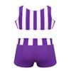 Agoky Girls' Childrens 2-Pieces Gymnastics Dancing Outfits Swimsuit Polka Dot Top Bra Shorts Clothes Set Purple Striped 13-14 view 2