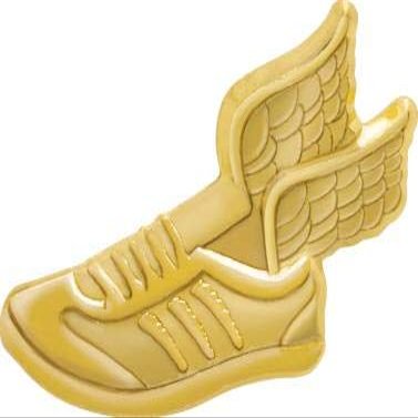 Crown Awards Winged Foot Chenille Pin, Gold Track Award Pins, 20 Pack Prime