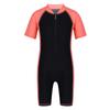 Agoky Kids Girls One-Piece Full Length Swimsuit Sun Protection Rash Guard UPF 50+ Watermelon Red&Black 3-4 view 1
