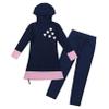 Moily Kids Girls Rash Guard Swimsuit Full Body Cover Hijab Conservative Burkini Sun Protective Beachwear Navy Blue 12-14 view 1