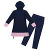 Moily Kids Girls Rash Guard Swimsuit Full Body Cover Hijab Conservative Burkini Sun Protective Beachwear Navy Blue 12-14 view 2