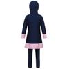 Moily Kids Girls Rash Guard Swimsuit Full Body Cover Hijab Conservative Burkini Sun Protective Beachwear Navy Blue 12-14 view 4