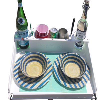 Docktail Bar Utility Boat Table - with Pedestal Adapter Plate (Post/Floor Mount Not Included) | Boat Caddy Organizer, Portable Boat Table and Boat Bar with Cup Holders