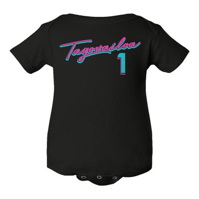 Baku Apparel Miami Team Fans Tua Tagovailoa Vice City Little Infant Baby Short Sleeve Bodysuit (Black, 24M)