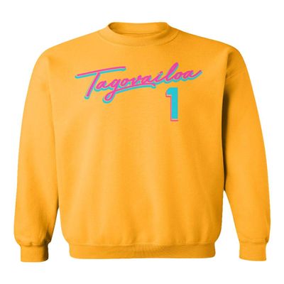 Baku Apparel Miami Team Fans Tua Tagovailoa Vice City Unisex Sweatshirt Crewneck Sweater (Gold, XXX-Large)