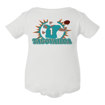 Baku Apparel Miami Team Tua Time Logo Little Infant Baby Short Sleeve Bodysuit (White, 12M)