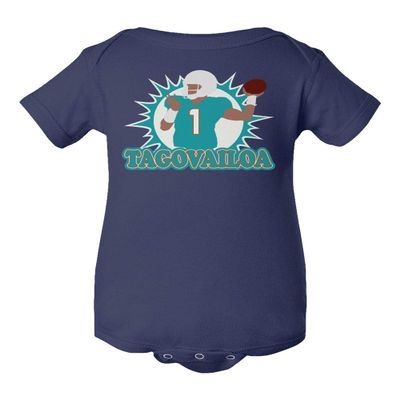 Baku Apparel Miami Team Tua Time Logo Little Infant Baby Short Sleeve Bodysuit (Navy, 18M)