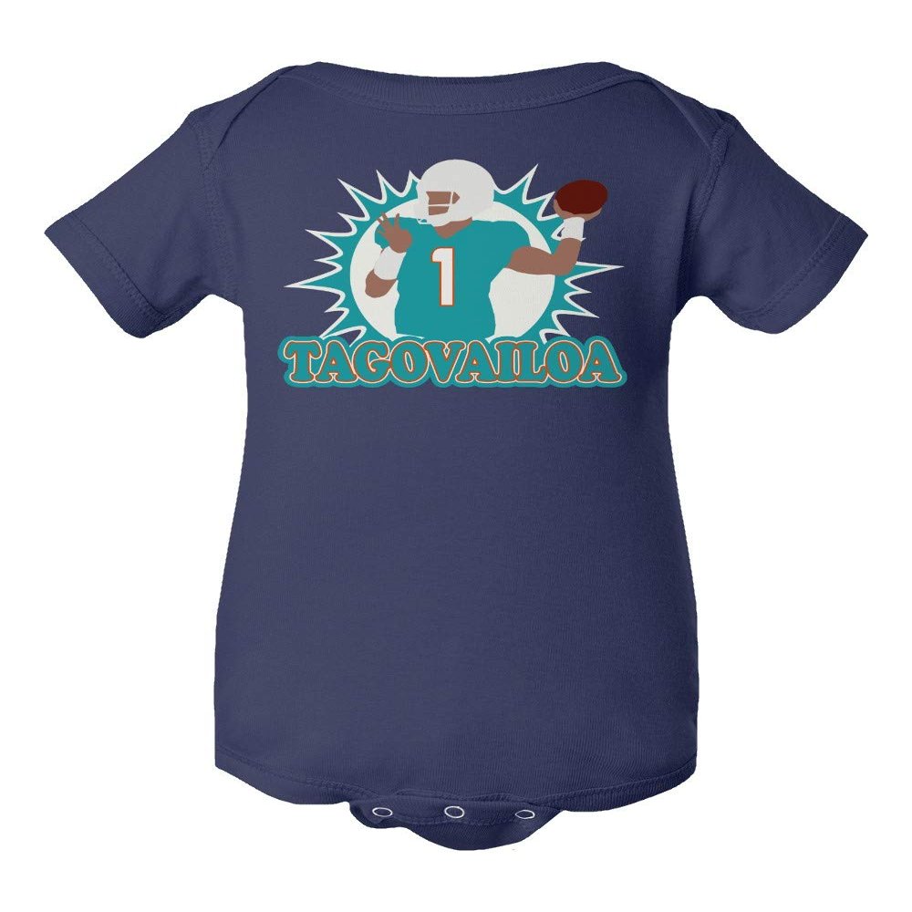 Baku Apparel Miami Team Tua Time Logo Little Infant Baby Short Sleeve Bodysuit (Navy, 18M)