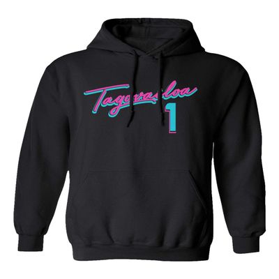 Baku Apparel Miami Team Fans Tua Tagovailoa Vice City Men's Hooded Sweatshirt (Black, Small)