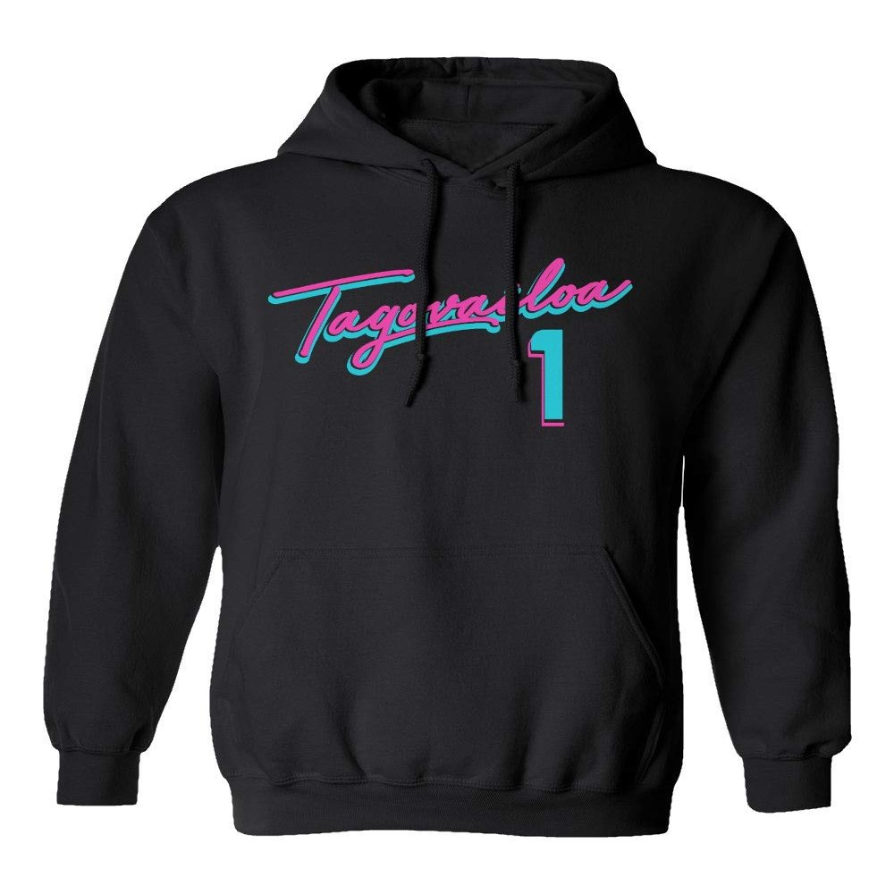 Baku Apparel Miami Team Fans Tua Tagovailoa Vice City Men's Hooded Sweatshirt (Black, Small)