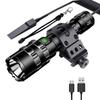 BESTSUN Tactical Flashlights Rechargeable 3000 High Lumen Super Bright LED Flashlight 5 Modes Weapon Light with Picatinny Offset Mount and Pressure Switch, USB Cable Included view 1
