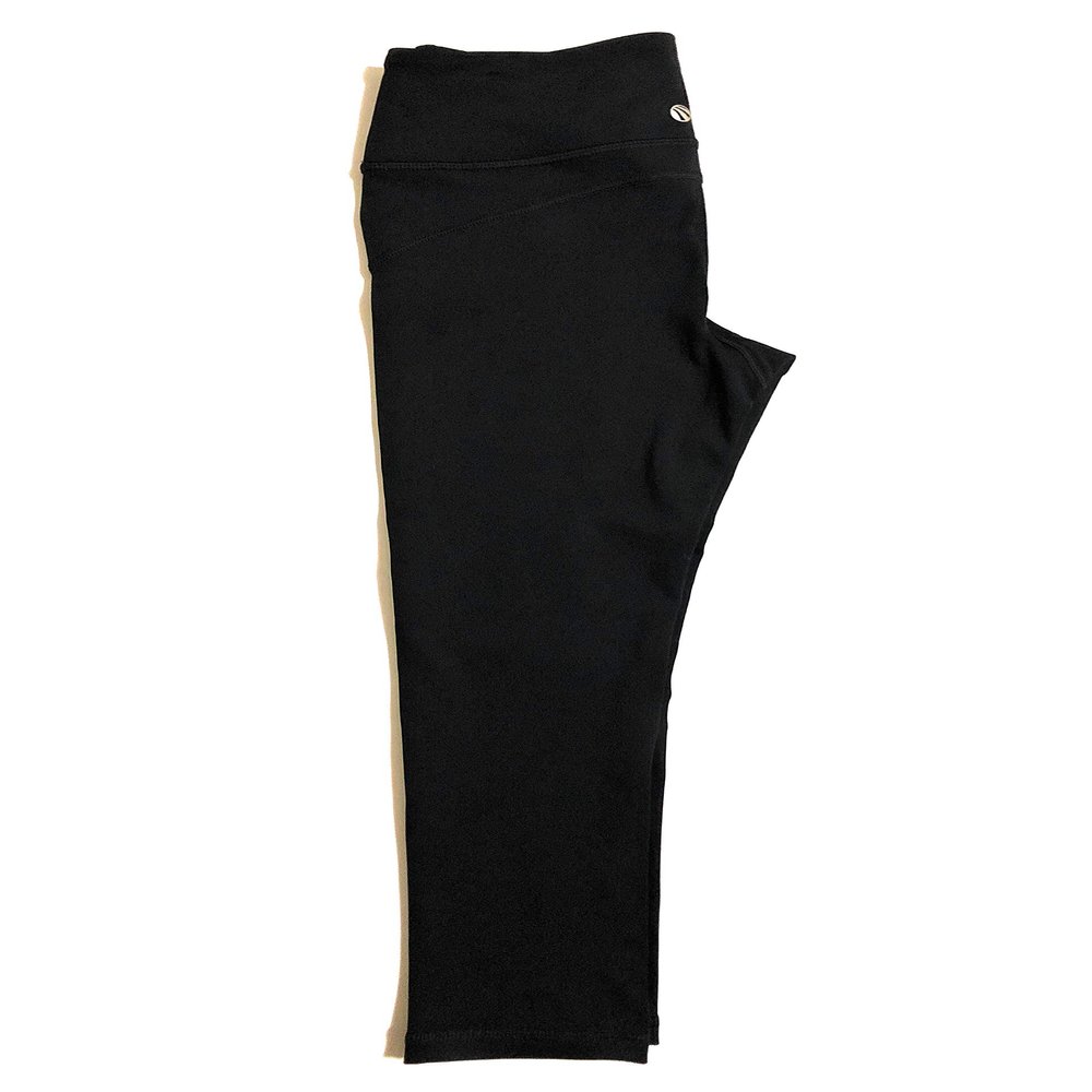 Marika Sport Women's Squat Proof Dry-Wik Capri Leggings (M, Black/Light Blue)