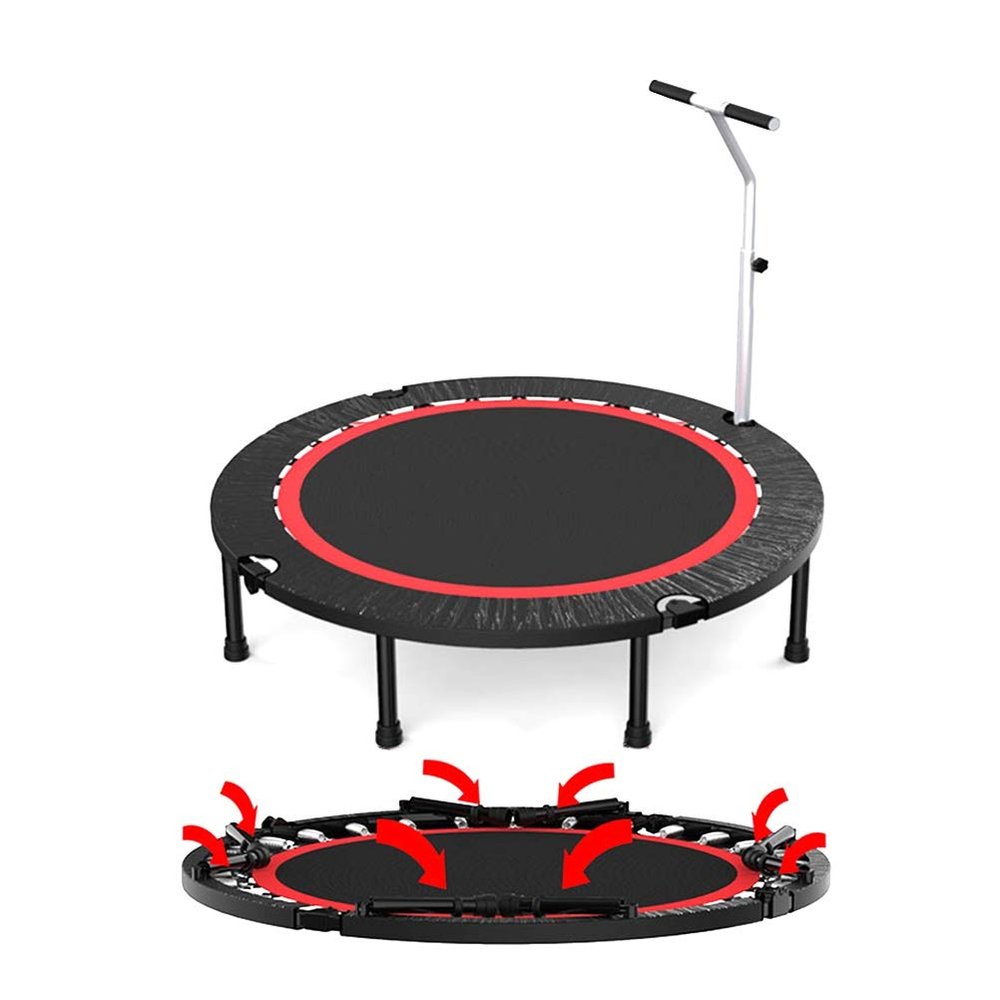 Trampoline 40/48/50in Portable Folding Trampoline, Detachable Armrest, Suitable for Aerobic Exercise Training for Adults and Children, Load 300kg (Size : 50in)