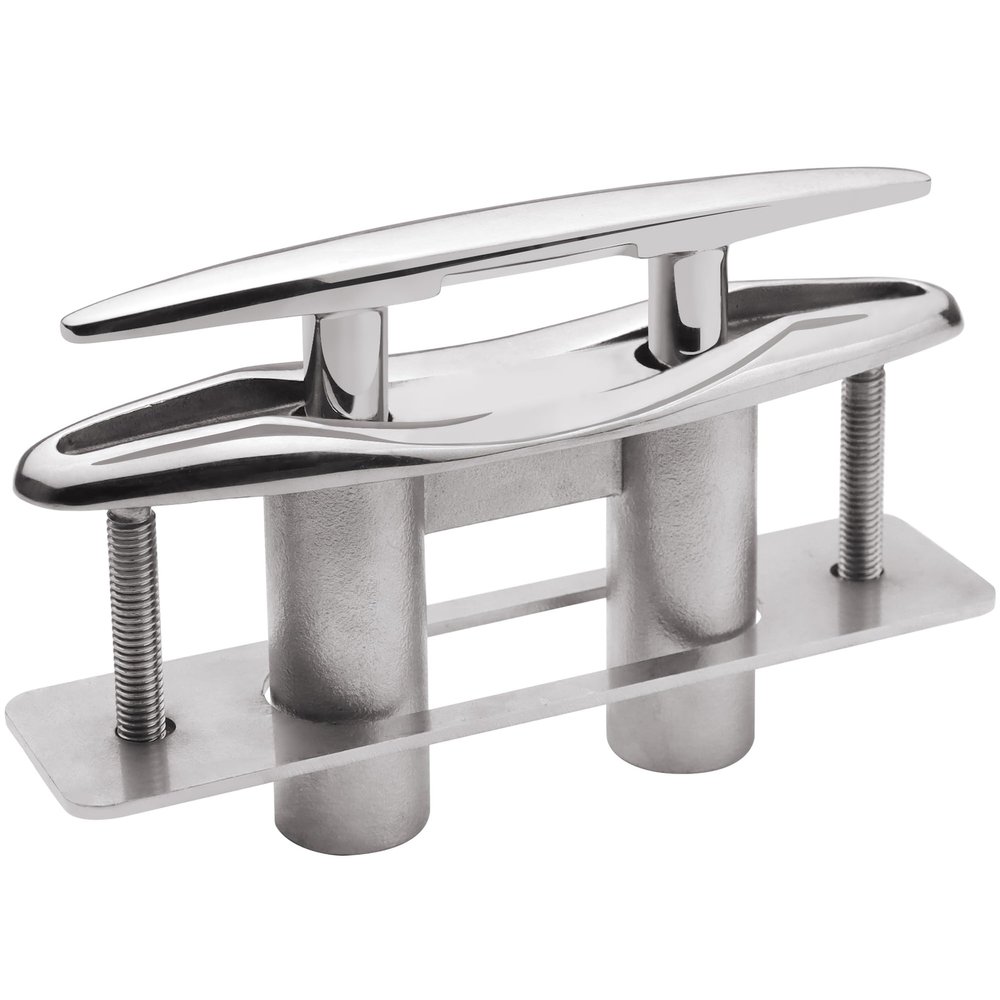 SHENGHUISS Boat Pull Up Deck Cleat 316 Stainless Steel Retractable Heavy Duty Flush Mount Dock Cleat with Backing Plate and Lock Nuts 6 inch 1 Pack
