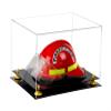Better Display Cases Clear Acrylic Fireman's Helmet Large Display Case with Yellow Risers and Black Base (V60) view 1